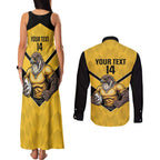 Sunshine Coast Rugby Custom Couples Matching Tank Maxi Dress and Long Sleeve Button Shirt Go Falcons Mascot Sporty Style - Aussie Hoodie