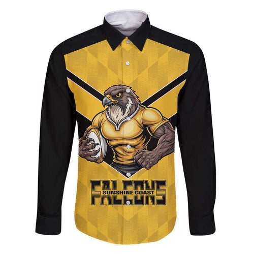 Sunshine Coast Rugby Custom Family Matching Long Sleeve Bodycon Dress and Hawaiian Shirt Go Falcons Mascot Sporty Style - Aussie Hoodie