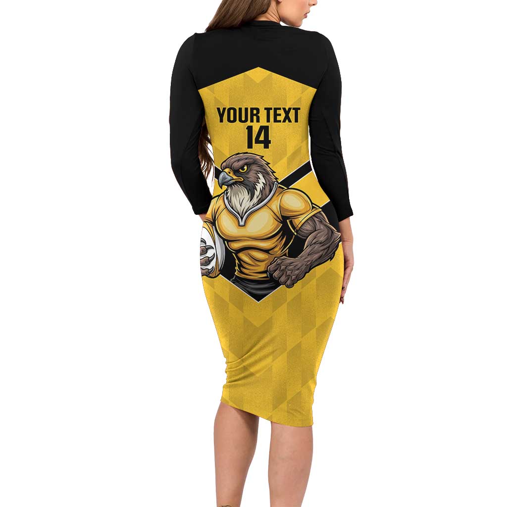 Sunshine Coast Rugby Custom Family Matching Long Sleeve Bodycon Dress and Hawaiian Shirt Go Falcons Mascot Sporty Style - Aussie Hoodie