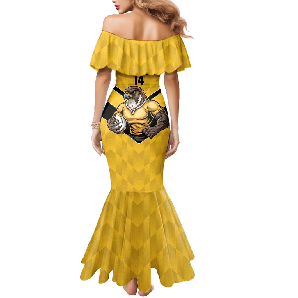 Sunshine Coast Rugby Custom Family Matching Mermaid Dress and Hawaiian Shirt Go Falcons Mascot Sporty Style - Aussie Hoodie
