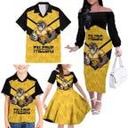 Sunshine Coast Rugby Custom Family Matching Off The Shoulder Long Sleeve Dress and Hawaiian Shirt Go Falcons Mascot Sporty Style - Aussie Hoodie