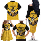 Sunshine Coast Rugby Custom Family Matching Off The Shoulder Long Sleeve Dress and Hawaiian Shirt Go Falcons Mascot Sporty Style - Aussie Hoodie