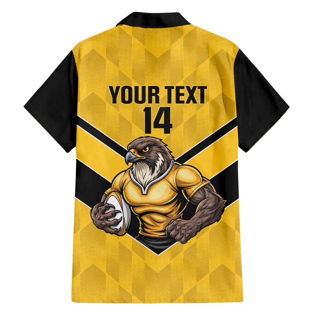Sunshine Coast Rugby Custom Family Matching Off Shoulder Short Dress and Hawaiian Shirt Go Falcons Mascot Sporty Style - Aussie Hoodie