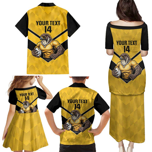 Sunshine Coast Rugby Custom Family Matching Puletasi and Hawaiian Shirt Go Falcons Mascot Sporty Style - Aussie Hoodie