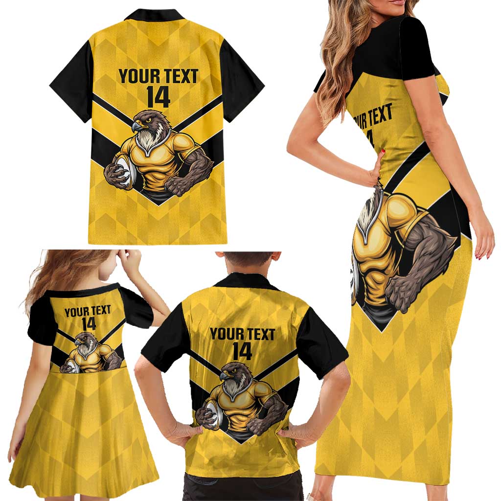 Sunshine Coast Rugby Custom Family Matching Short Sleeve Bodycon Dress and Hawaiian Shirt Go Falcons Mascot Sporty Style - Aussie Hoodie