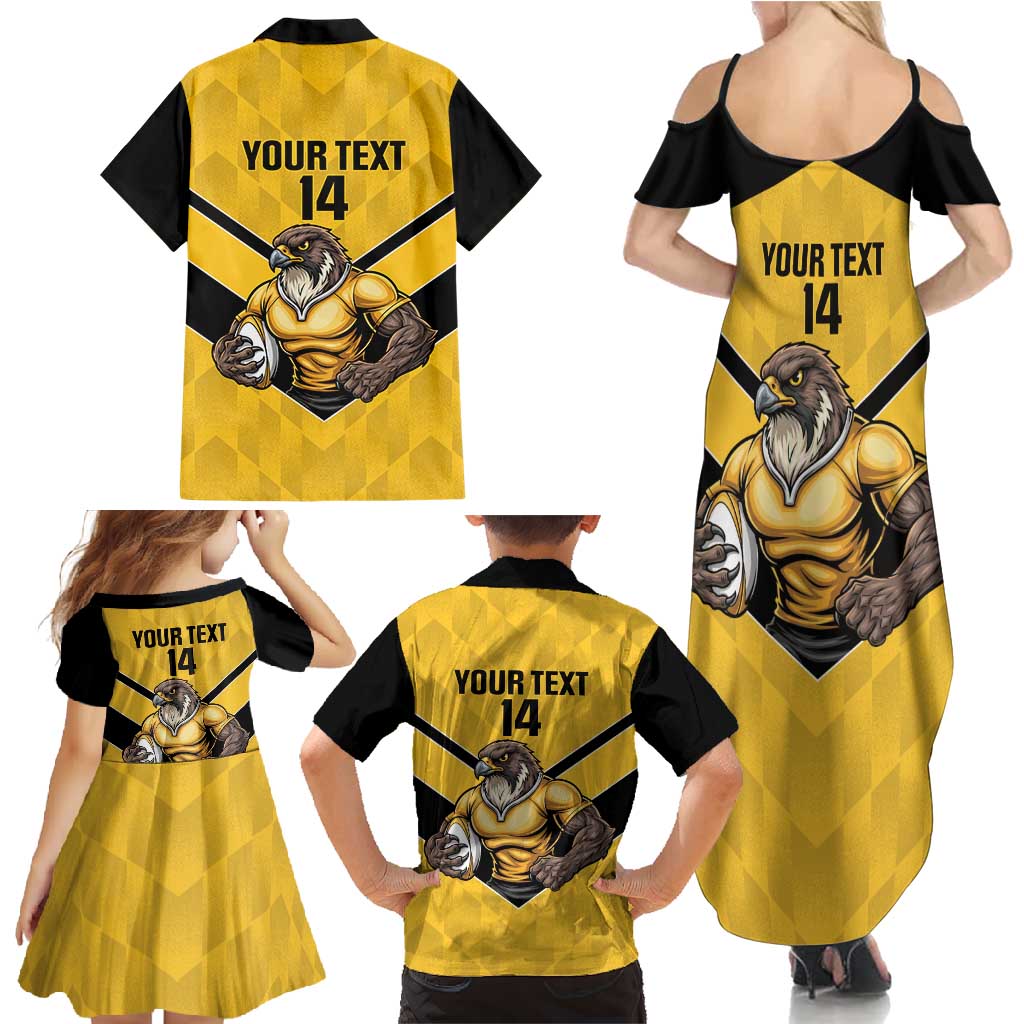 Sunshine Coast Rugby Custom Family Matching Summer Maxi Dress and Hawaiian Shirt Go Falcons Mascot Sporty Style - Aussie Hoodie