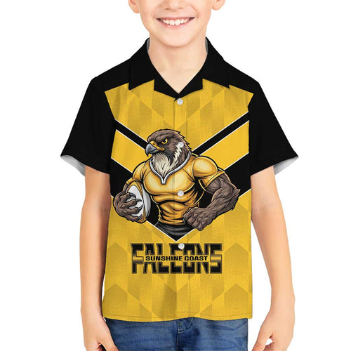 Sunshine Coast Rugby Custom Family Matching Summer Maxi Dress and Hawaiian Shirt Go Falcons Mascot Sporty Style - Aussie Hoodie
