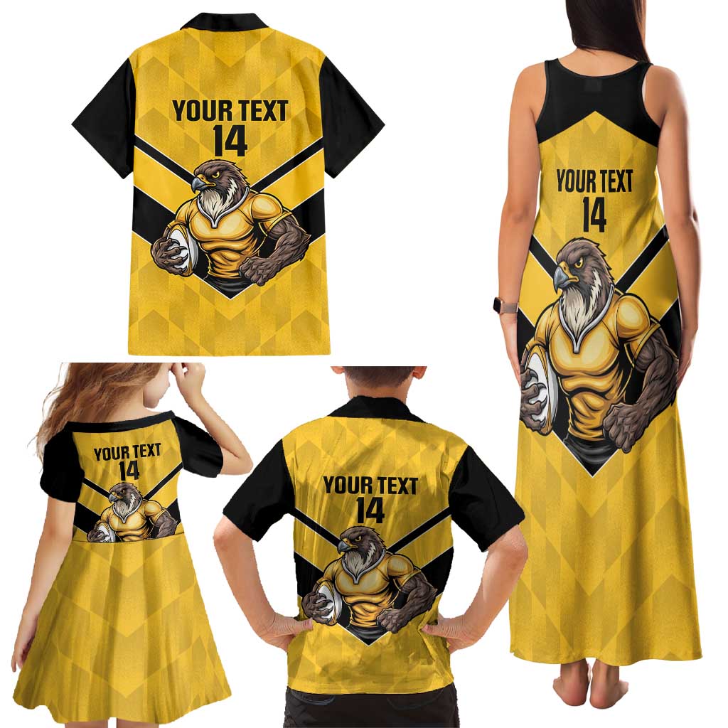 Sunshine Coast Rugby Custom Family Matching Tank Maxi Dress and Hawaiian Shirt Go Falcons Mascot Sporty Style - Aussie Hoodie