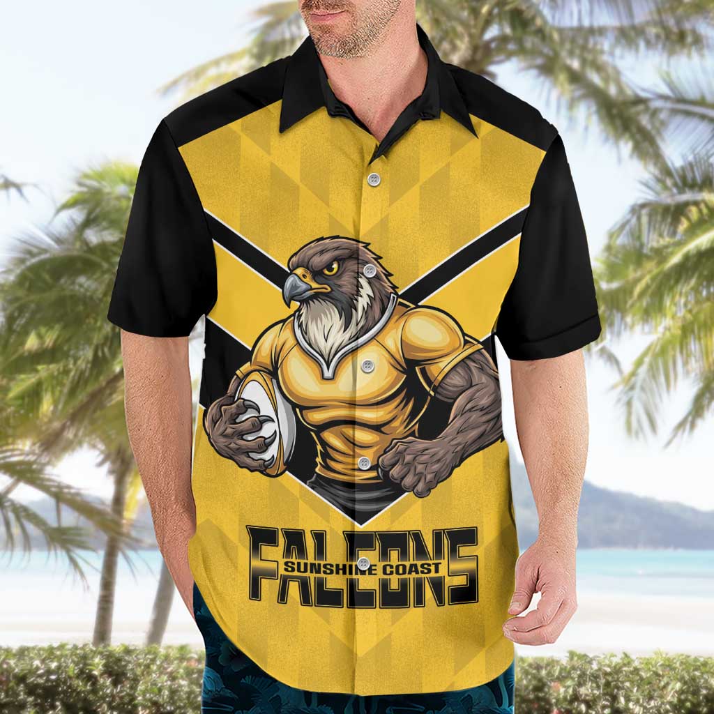 Sunshine Coast Rugby Custom Hawaiian Shirt Go Falcons Mascot Sporty Style - Aussie Hoodie