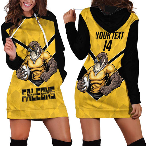 Sunshine Coast Rugby Custom Hoodie Dress Go Falcons Mascot Sporty Style - Aussie Hoodie