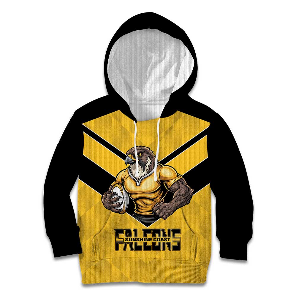 Sunshine Coast Rugby Custom Kid Hoodie Go Falcons Mascot Sporty Style - Aussie Hoodie