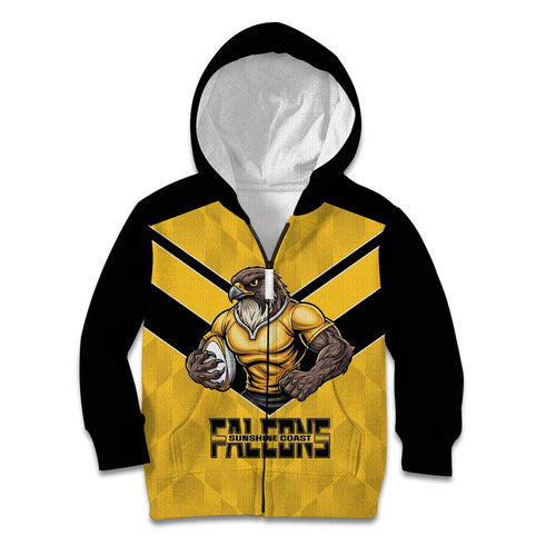Sunshine Coast Rugby Custom Kid Hoodie Go Falcons Mascot Sporty Style - Aussie Hoodie