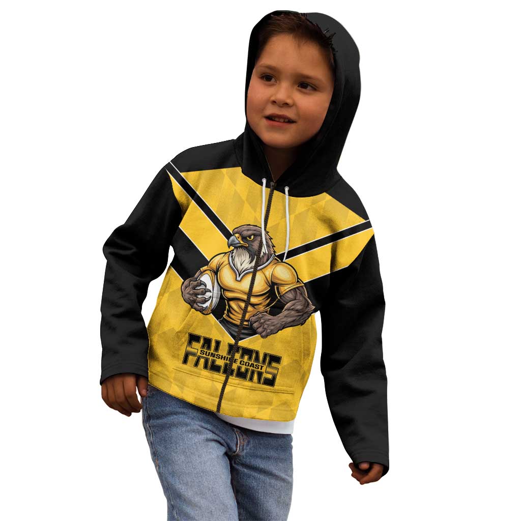 Sunshine Coast Rugby Custom Kid Hoodie Go Falcons Mascot Sporty Style - Aussie Hoodie