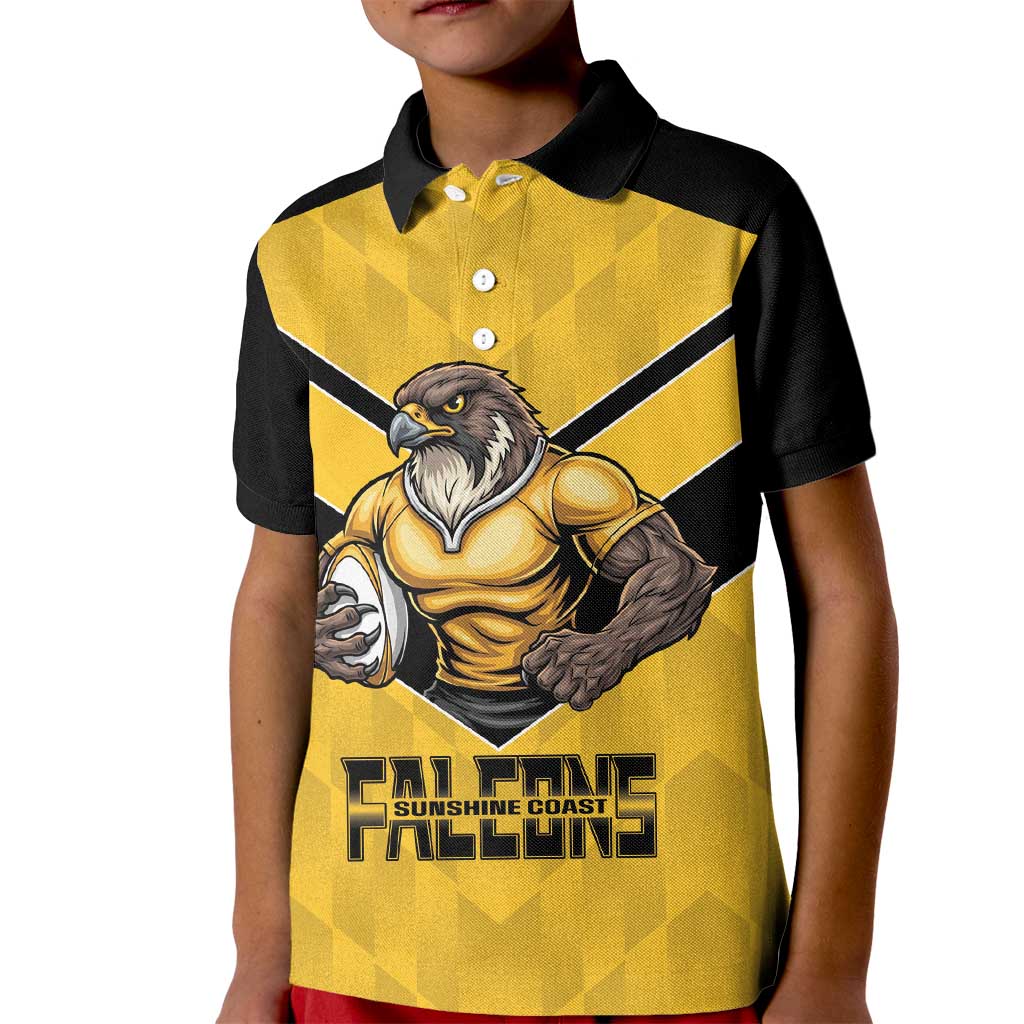 Sunshine Coast Rugby Custom Kid Polo Shirt Go Falcons Mascot Sporty Style - Aussie Hoodie