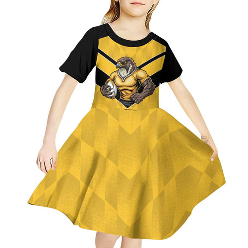 Sunshine Coast Rugby Custom Kid Short Sleeve Dress Go Falcons Mascot Sporty Style - Aussie Hoodie