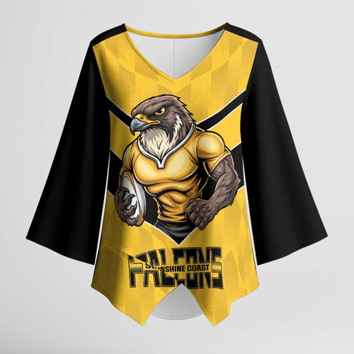 Sunshine Coast Rugby Custom Kimono Sleeve Blouse Go Falcons Mascot Sporty Style - Aussie Hoodie