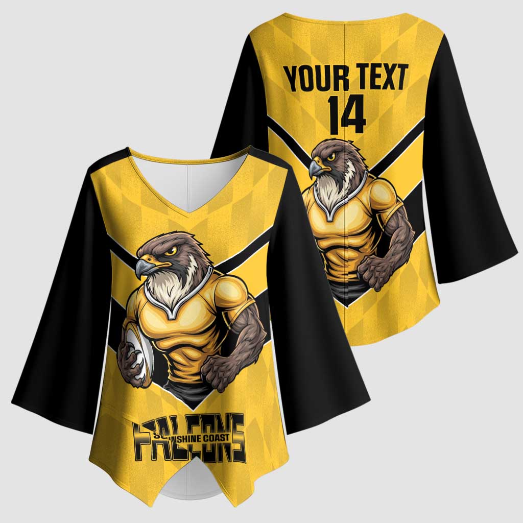 Sunshine Coast Rugby Custom Kimono Sleeve Blouse Go Falcons Mascot Sporty Style - Aussie Hoodie