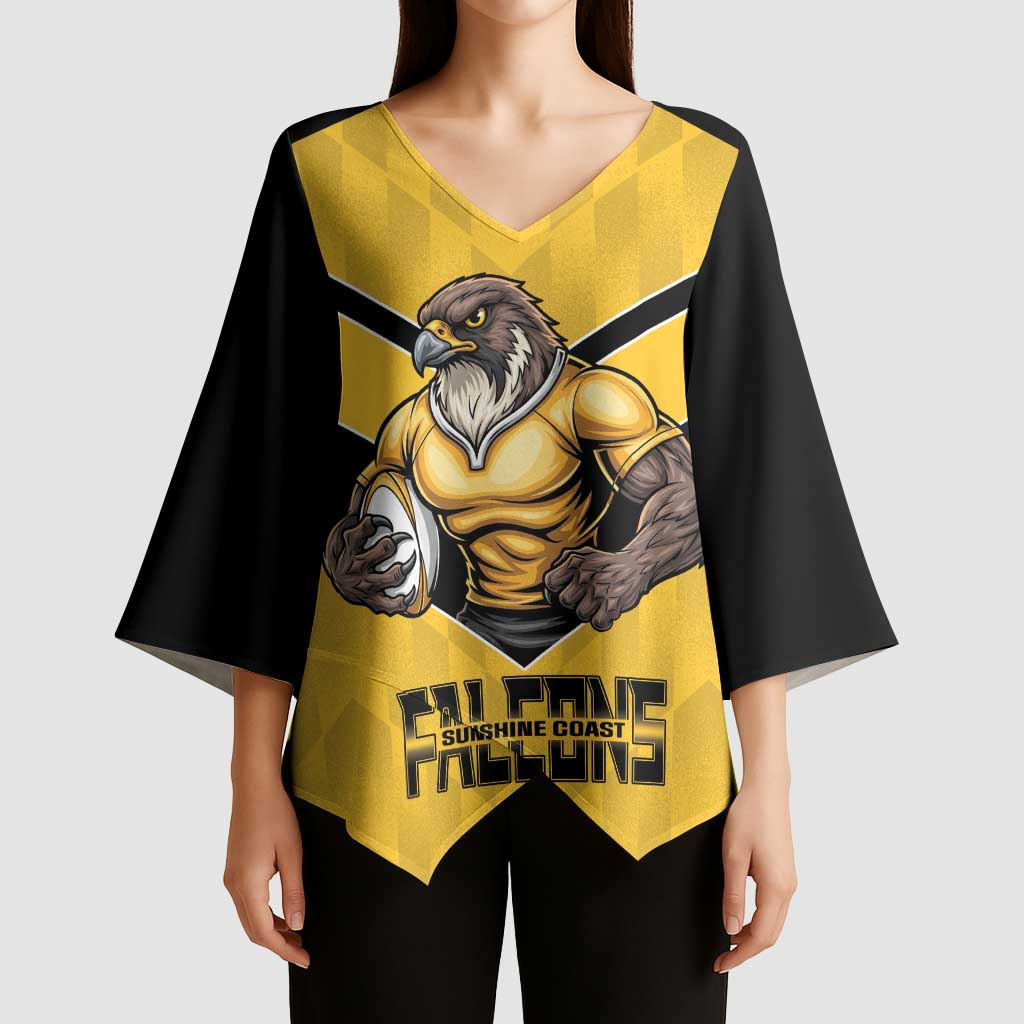 Sunshine Coast Rugby Custom Kimono Sleeve Blouse Go Falcons Mascot Sporty Style - Aussie Hoodie