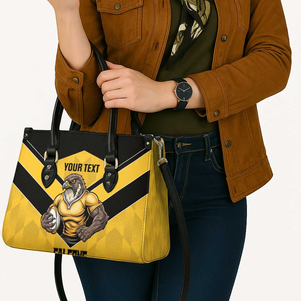 Sunshine Coast Rugby Custom Leather Bag Go Falcons Mascot Sporty Style - Aussie Hoodie
