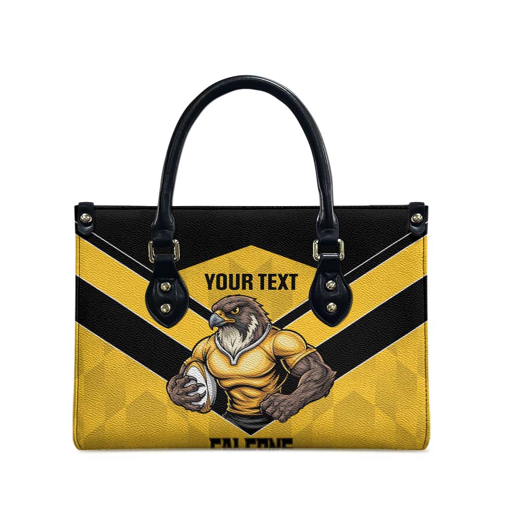 Sunshine Coast Rugby Custom Leather Bag Go Falcons Mascot Sporty Style - Aussie Hoodie