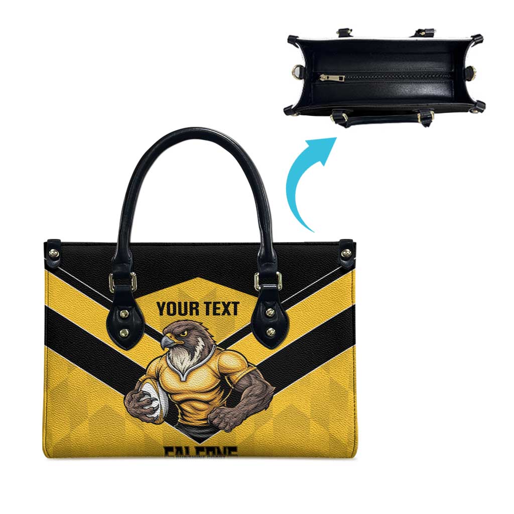 Sunshine Coast Rugby Custom Leather Bag Go Falcons Mascot Sporty Style - Aussie Hoodie