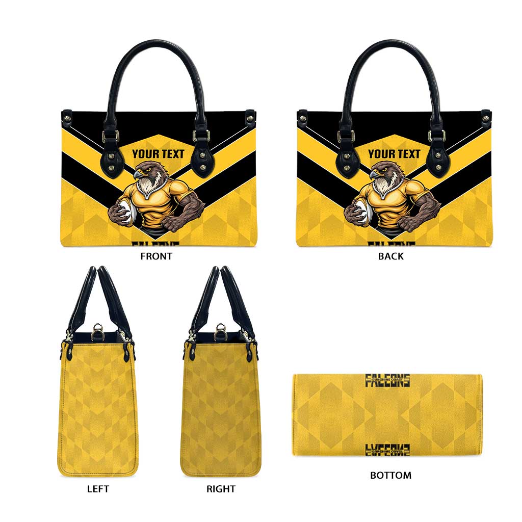 Sunshine Coast Rugby Custom Leather Bag Go Falcons Mascot Sporty Style - Aussie Hoodie