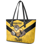 Sunshine Coast Rugby Custom Leather Tote Bag Go Falcons Mascot Sporty Style - Aussie Hoodie