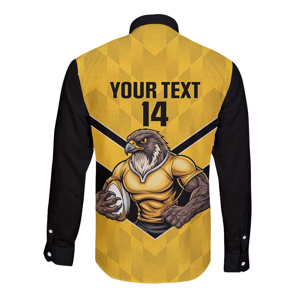 Sunshine Coast Rugby Custom Long Sleeve Button Shirt Go Falcons Mascot Sporty Style - Aussie Hoodie
