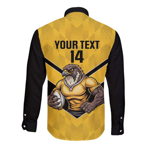 Sunshine Coast Rugby Custom Long Sleeve Button Shirt Go Falcons Mascot Sporty Style - Aussie Hoodie