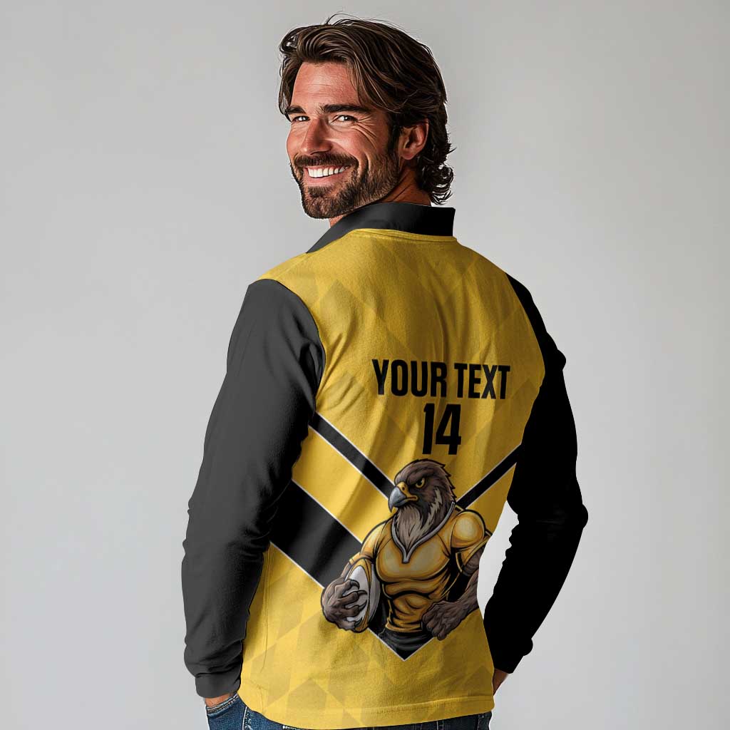 Sunshine Coast Rugby Custom Long Sleeve Polo Shirt Go Falcons Mascot Sporty Style - Aussie Hoodie