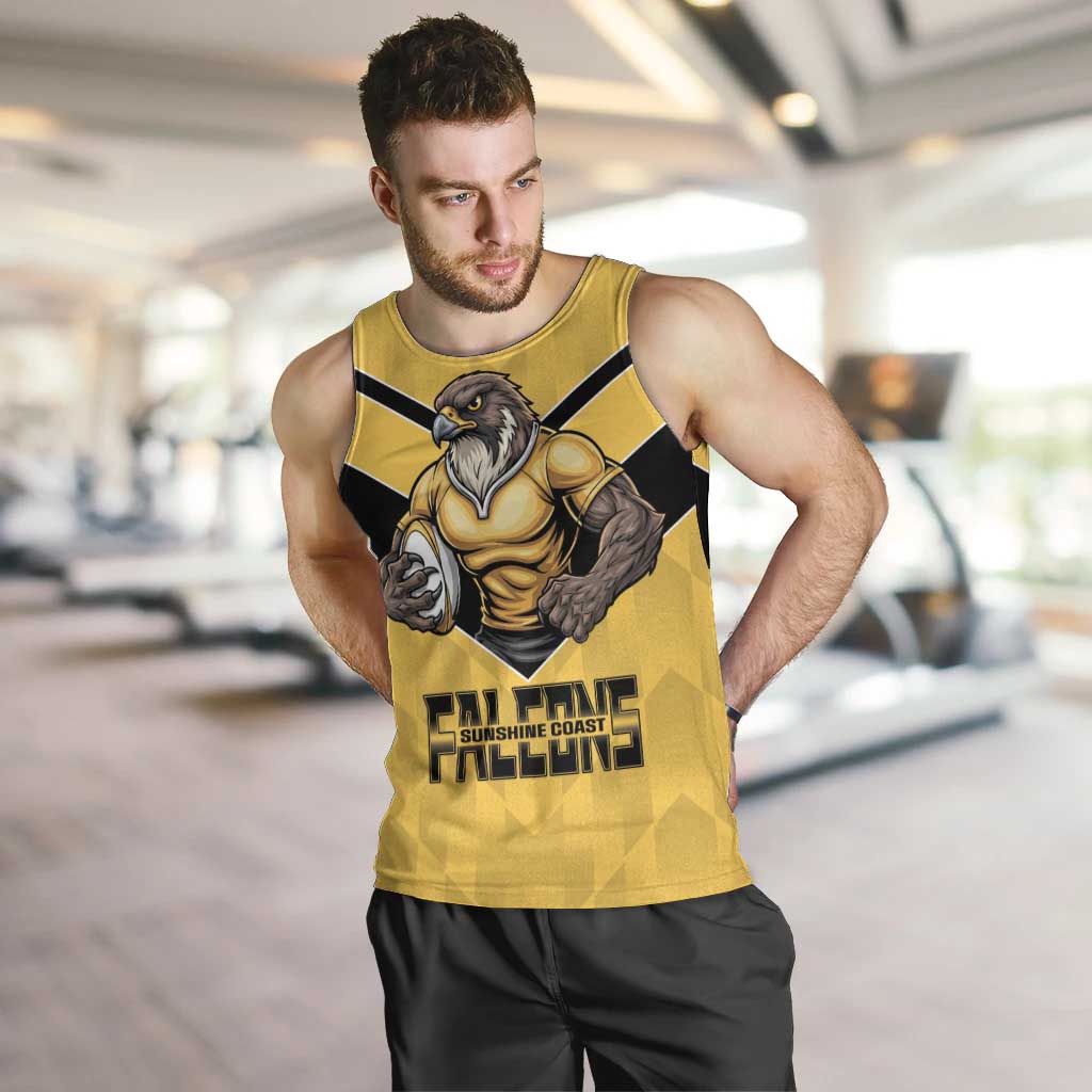 Sunshine Coast Rugby Custom Men Tank Top Go Falcons Mascot Sporty Style - Aussie Hoodie