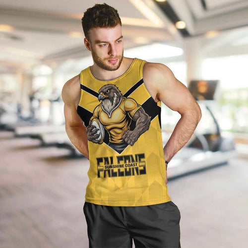 Sunshine Coast Rugby Custom Men Tank Top Go Falcons Mascot Sporty Style - Aussie Hoodie