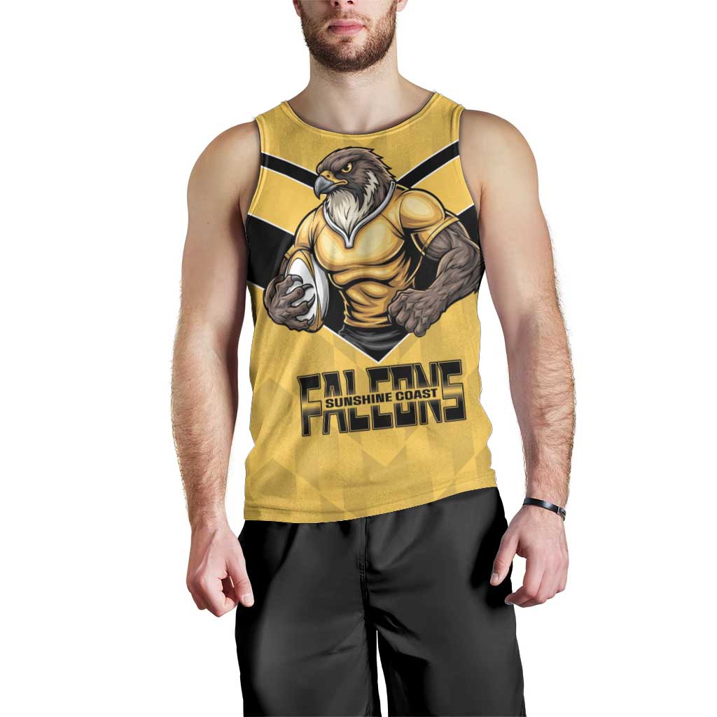 Sunshine Coast Rugby Custom Men Tank Top Go Falcons Mascot Sporty Style - Aussie Hoodie