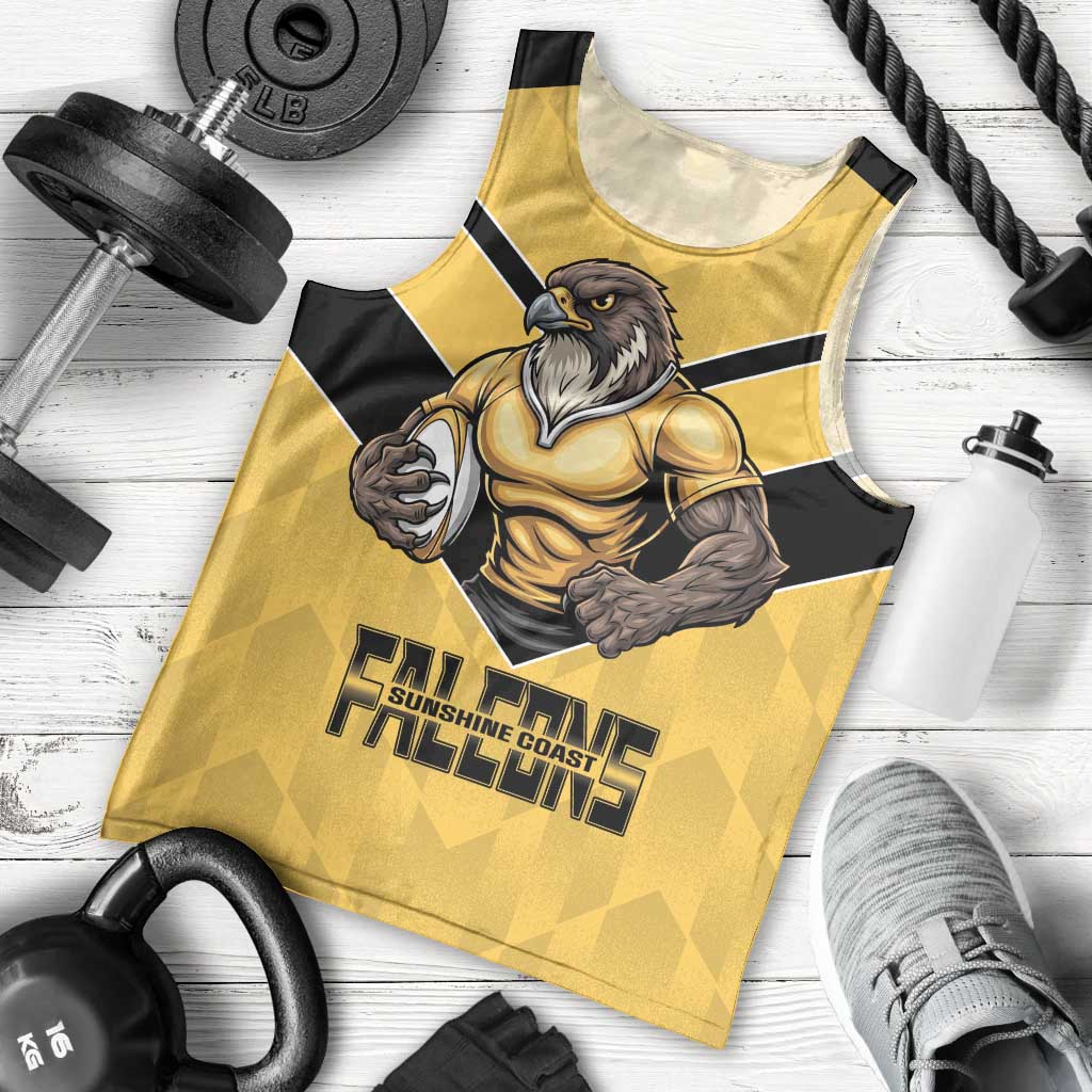 Sunshine Coast Rugby Custom Men Tank Top Go Falcons Mascot Sporty Style - Aussie Hoodie