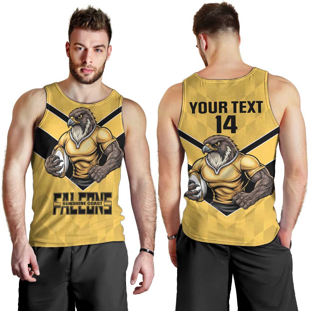 Sunshine Coast Rugby Custom Men Tank Top Go Falcons Mascot Sporty Style - Aussie Hoodie