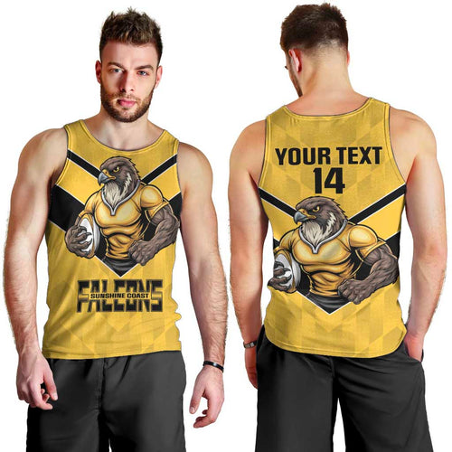 Sunshine Coast Rugby Custom Men Tank Top Go Falcons Mascot Sporty Style - Aussie Hoodie