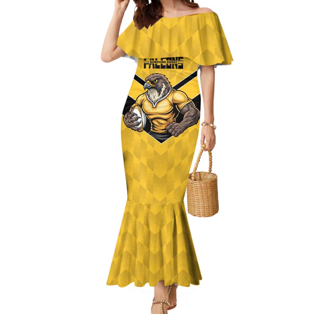 Sunshine Coast Rugby Custom Mermaid Dress Go Falcons Mascot Sporty Style - Aussie Hoodie