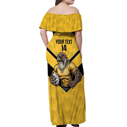 Sunshine Coast Rugby Custom Off Shoulder Maxi Dress Go Falcons Mascot Sporty Style - Aussie Hoodie