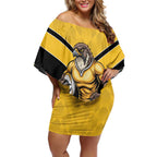 Sunshine Coast Rugby Custom Off Shoulder Short Dress Go Falcons Mascot Sporty Style - Aussie Hoodie