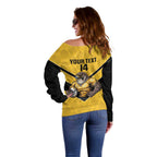 Sunshine Coast Rugby Custom Off Shoulder Sweater Go Falcons Mascot Sporty Style - Aussie Hoodie