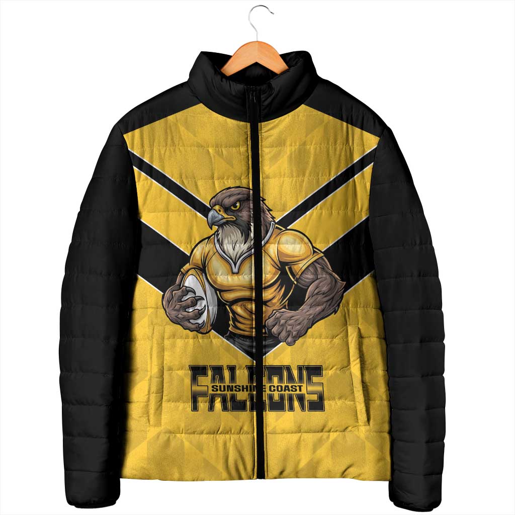 Sunshine Coast Rugby Custom Padded Jacket Go Falcons Mascot Sporty Style - Aussie Hoodie