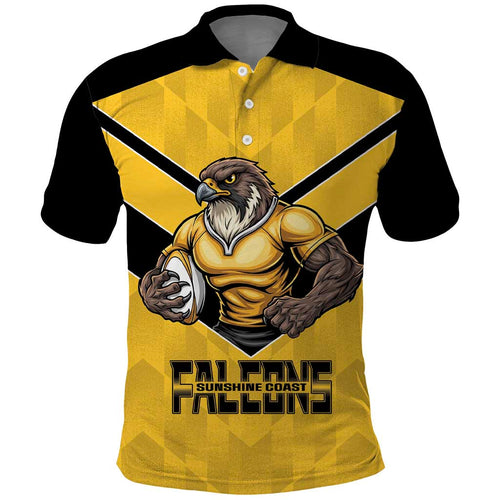 Sunshine Coast Rugby Custom Polo Shirt Go Falcons Mascot Sporty Style - Aussie Hoodie