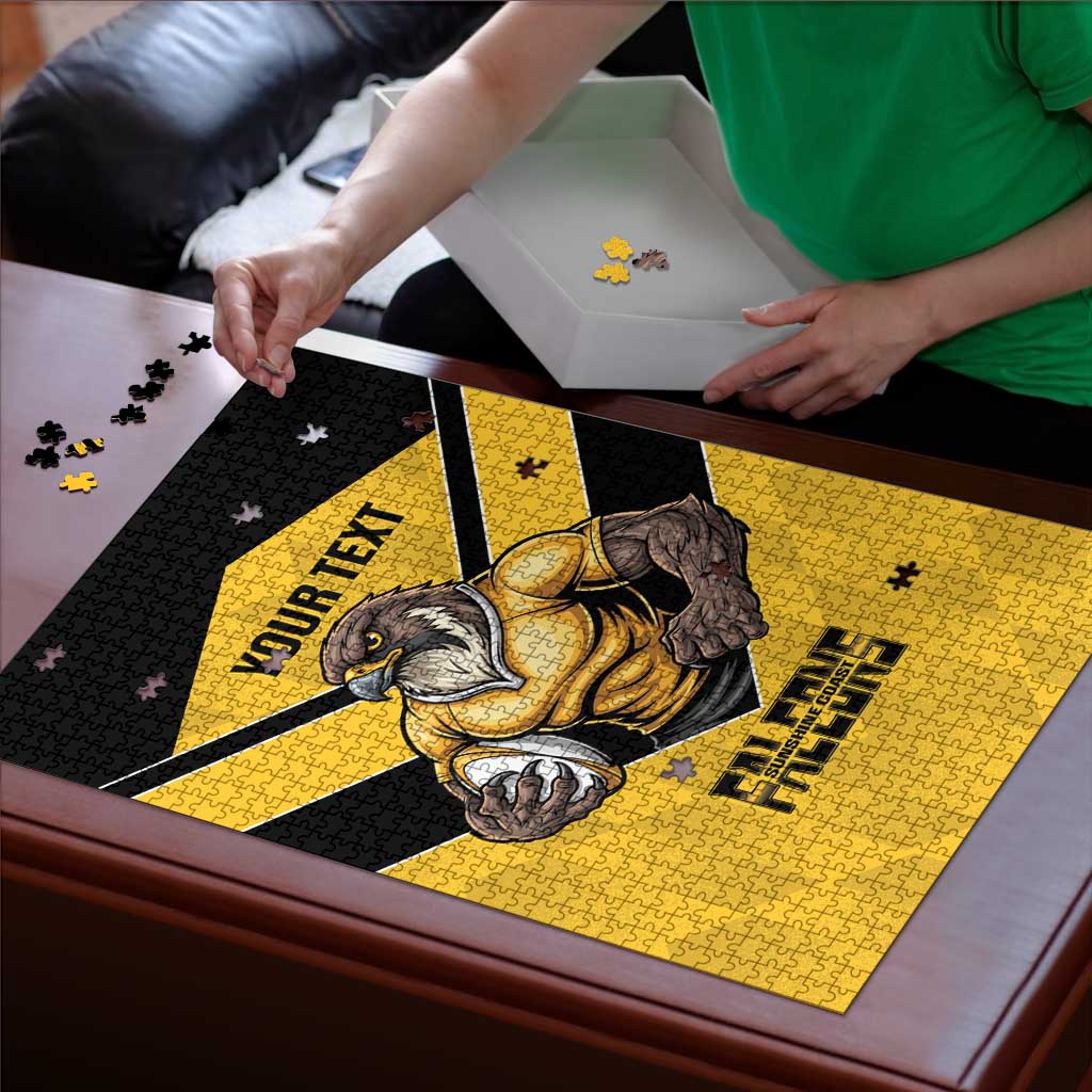 Sunshine Coast Rugby Custom Puzzle Go Falcons Mascot Sporty Style - Aussie Hoodie