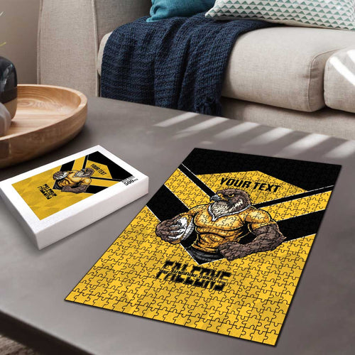 Sunshine Coast Rugby Custom Puzzle Go Falcons Mascot Sporty Style - Aussie Hoodie