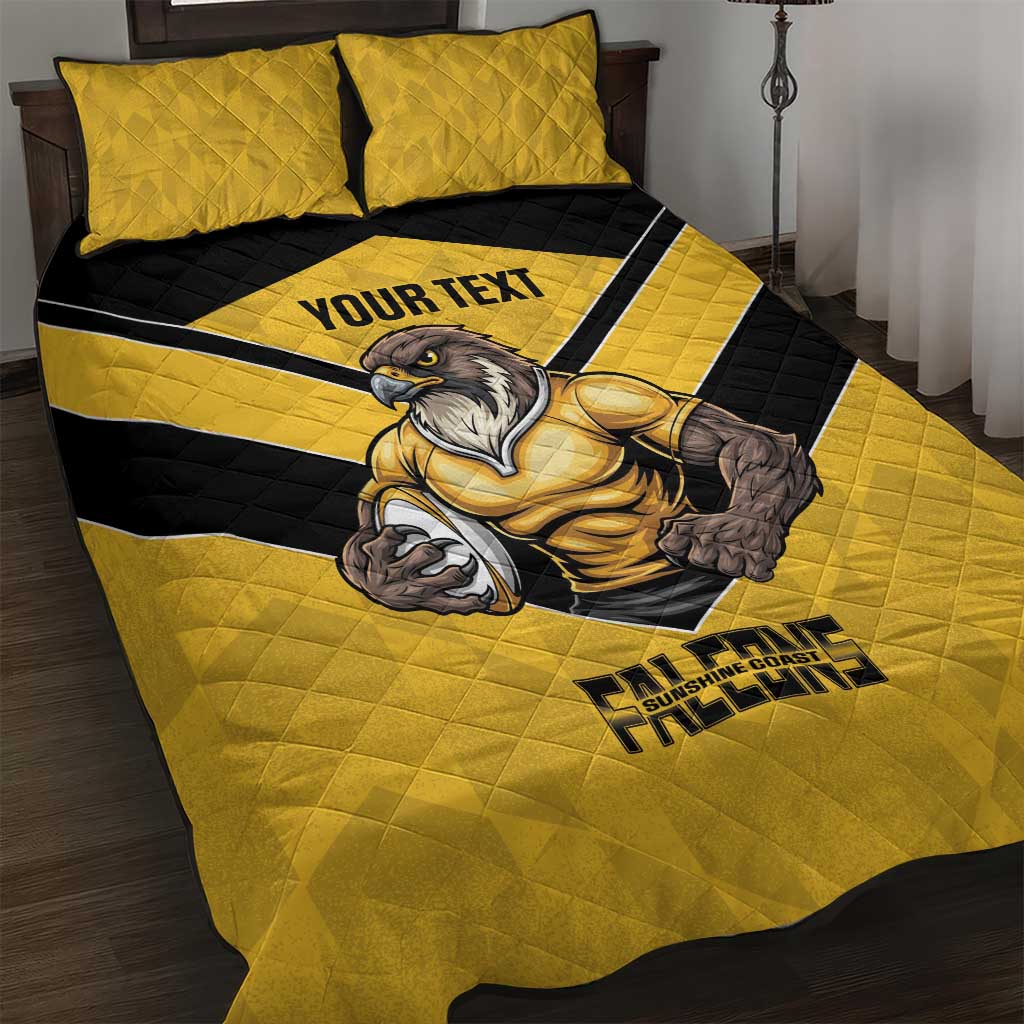 Sunshine Coast Rugby Custom Quilt Bed Set Go Falcons Mascot Sporty Style - Aussie Hoodie