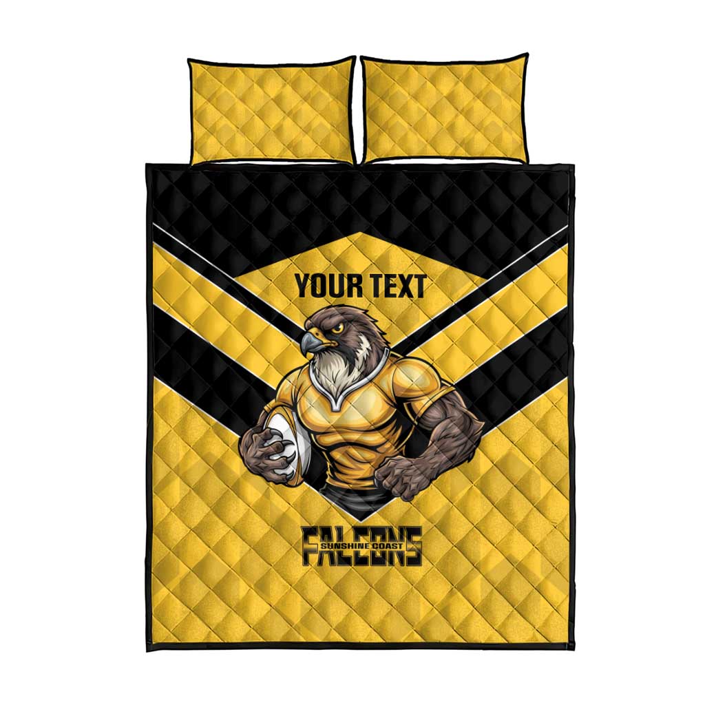 Sunshine Coast Rugby Custom Quilt Bed Set Go Falcons Mascot Sporty Style - Aussie Hoodie