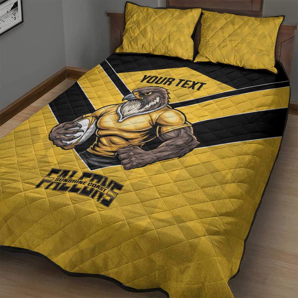 Sunshine Coast Rugby Custom Quilt Bed Set Go Falcons Mascot Sporty Style - Aussie Hoodie