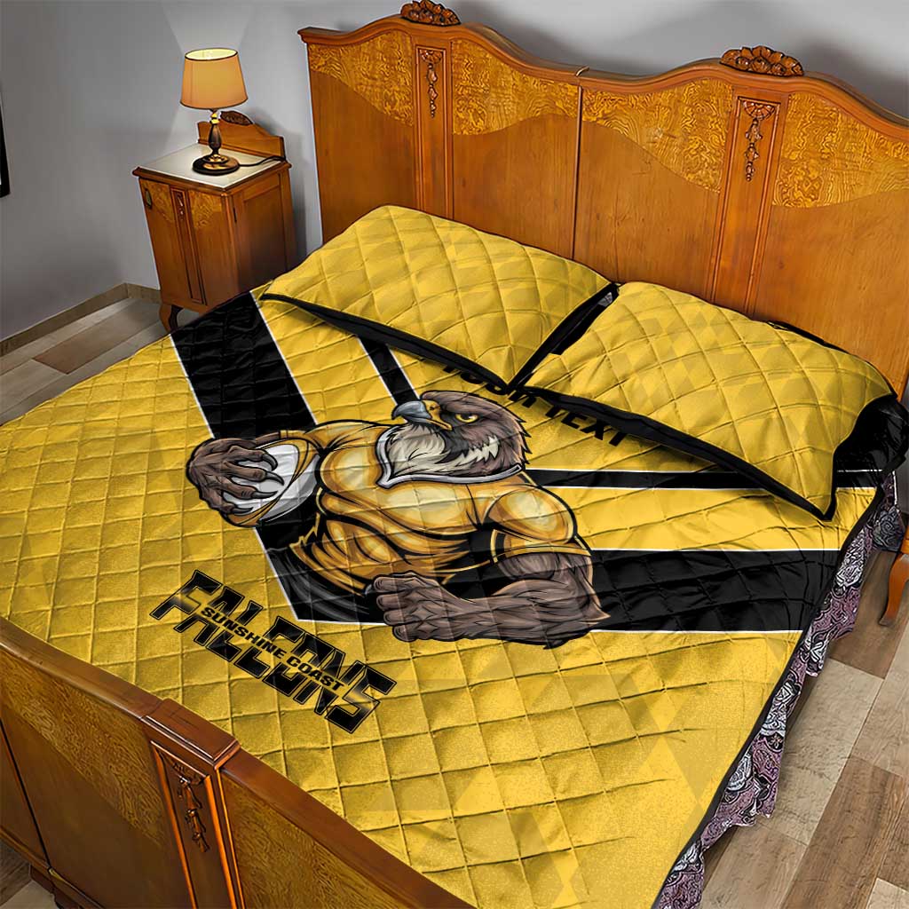 Sunshine Coast Rugby Custom Quilt Bed Set Go Falcons Mascot Sporty Style - Aussie Hoodie