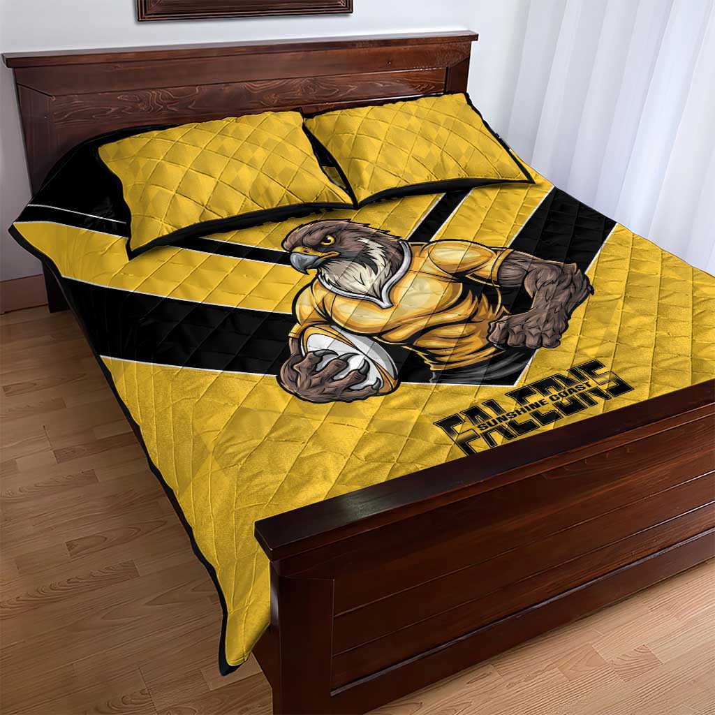 Sunshine Coast Rugby Custom Quilt Bed Set Go Falcons Mascot Sporty Style - Aussie Hoodie