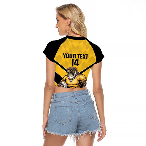 Sunshine Coast Rugby Custom Raglan Cropped T Shirt Go Falcons Mascot Sporty Style - Aussie Hoodie